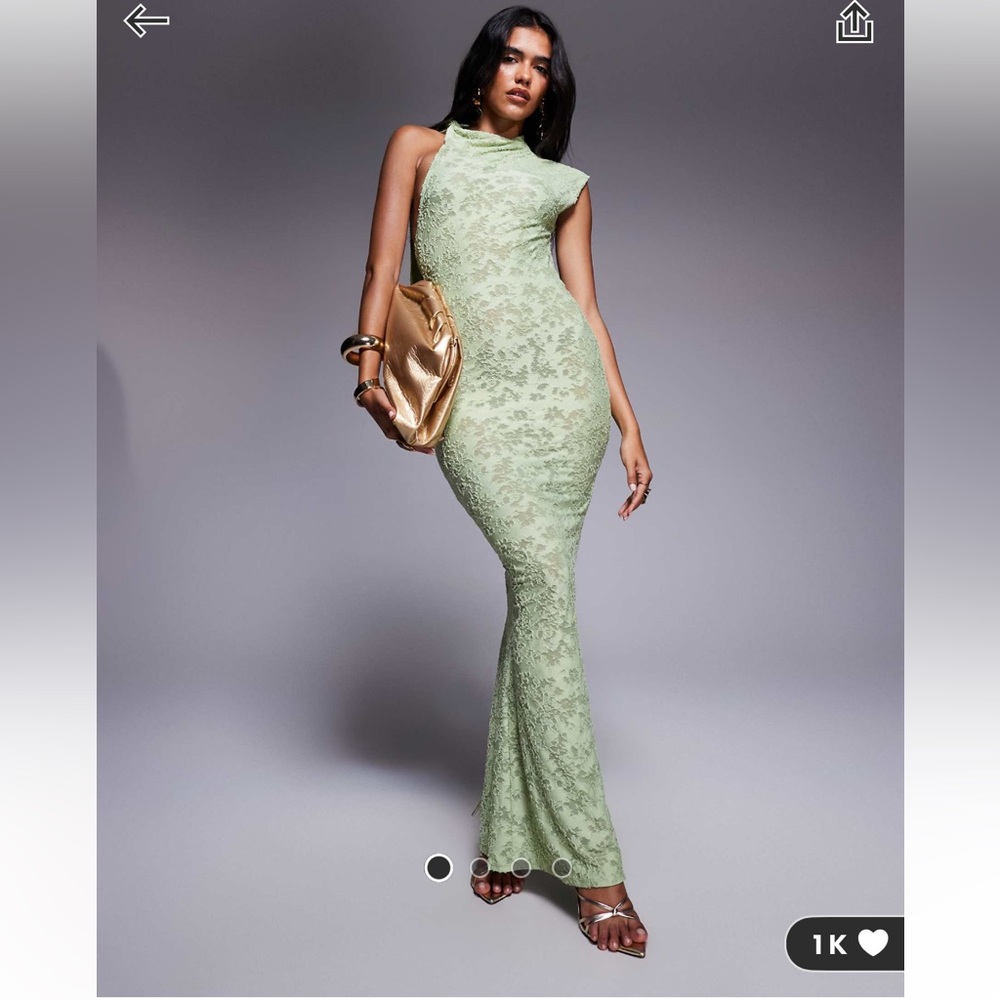 ASOS Mint Green Backless Lace Dress